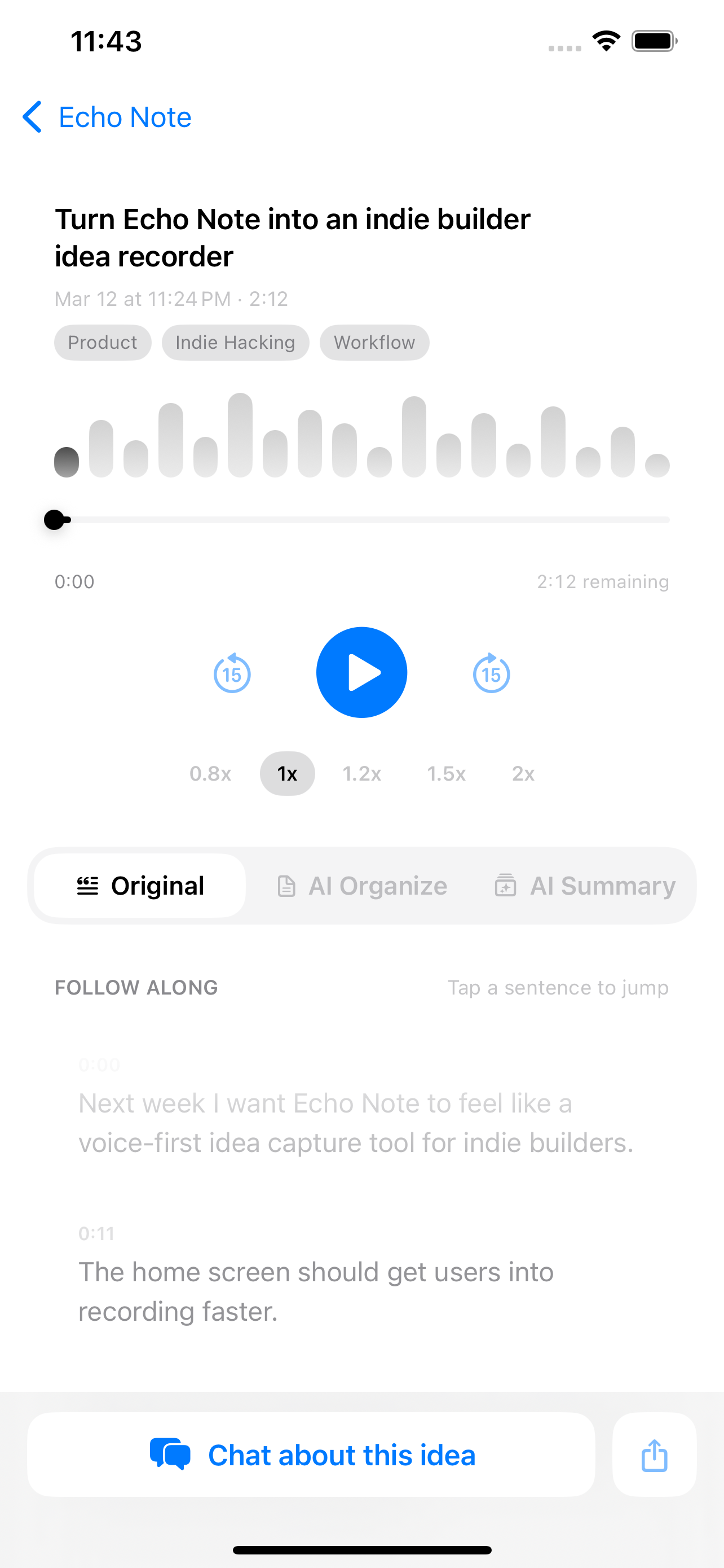 Recording with live transcription